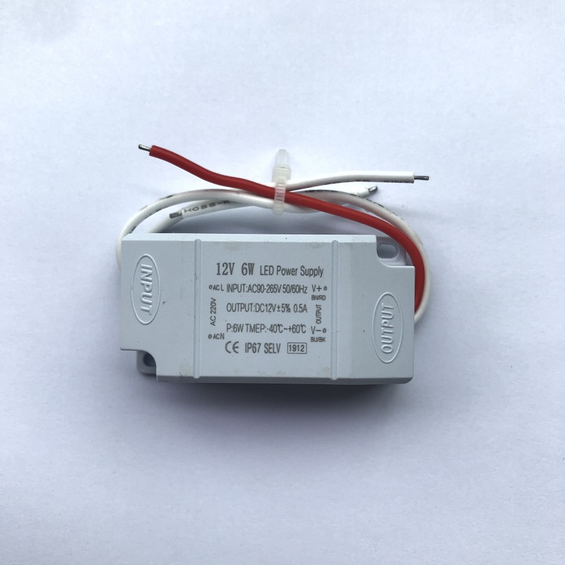 6W 12V Waterproof plastic shell switching power supply Low power Regulated LED driver Waterproof plastic