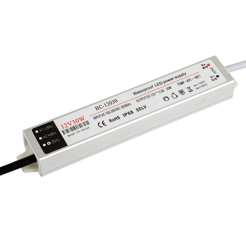 30W Waterproof OEM ODM LED Power Supply ip67 regulated voltage waterproof power